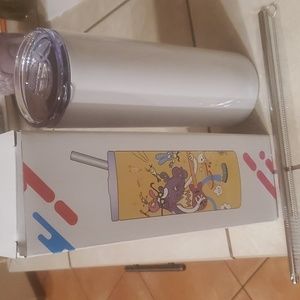NWT White Sublimation 20oz Tumbler with Lid Metal Straw & Brush 2 Pack